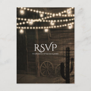 Postal De Invitación RSVP de Boda Rústica en Salón del Viejo Oeste