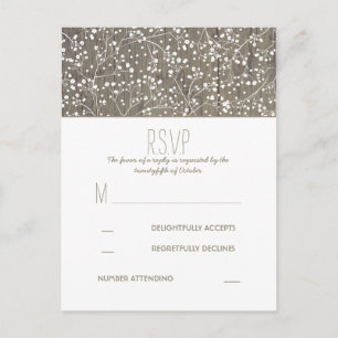 Postal De Invitación RSVP de boda rústica por país en el aliento de un