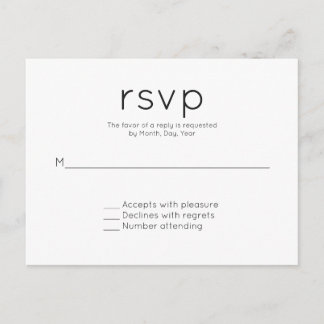 Postal De Invitación RSVP de boda simple y moderna