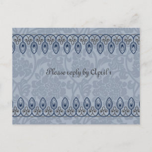Postal De Invitación Rsvp de Brocade Medieval Azul