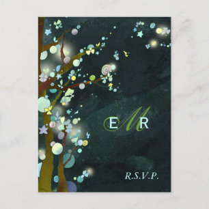 Postal De Invitación RSVP de celebración de bodas nocturnas forestales 