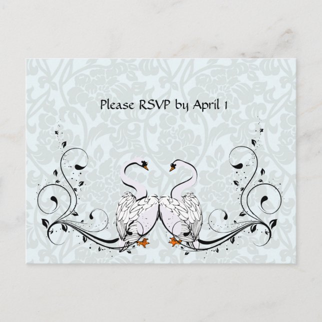 Postal De Invitación RSVP de cisne blanco (Anverso)