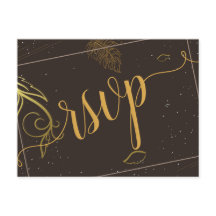 Postal de invitación Rsvp de color marrón y blanco