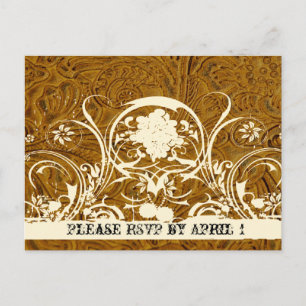 Postal De Invitación RSVP de cuero y encaje