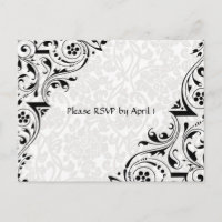 RSVP de encaje blanco y negro
