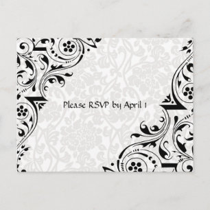 Postal De Invitación RSVP de encaje blanco y negro