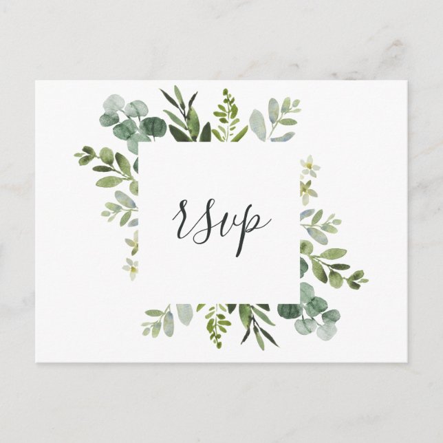 Postal De Invitación RSVP de follaje verde de eucalipto (Anverso)
