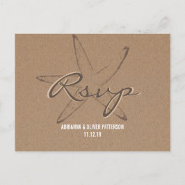 Postal De Invitación RSVP de la boda náutica de Starfish de papel de Kr