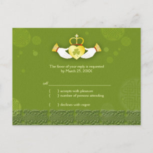 Postal De Invitación RSVP de la boda verde tradicional irlandesa