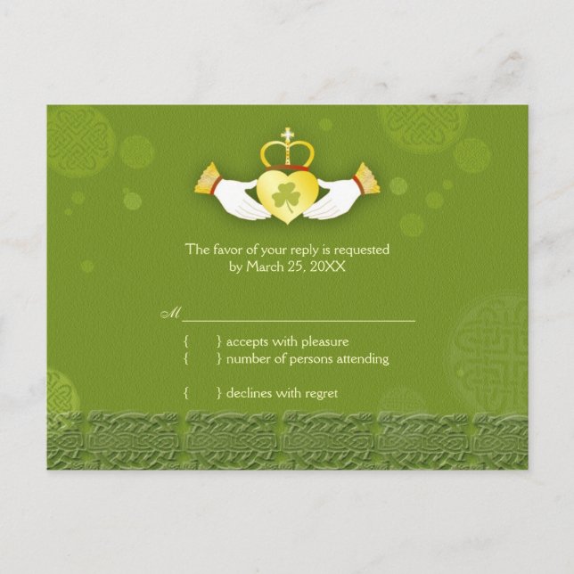 Postal De Invitación RSVP de la boda verde tradicional irlandesa (Anverso)