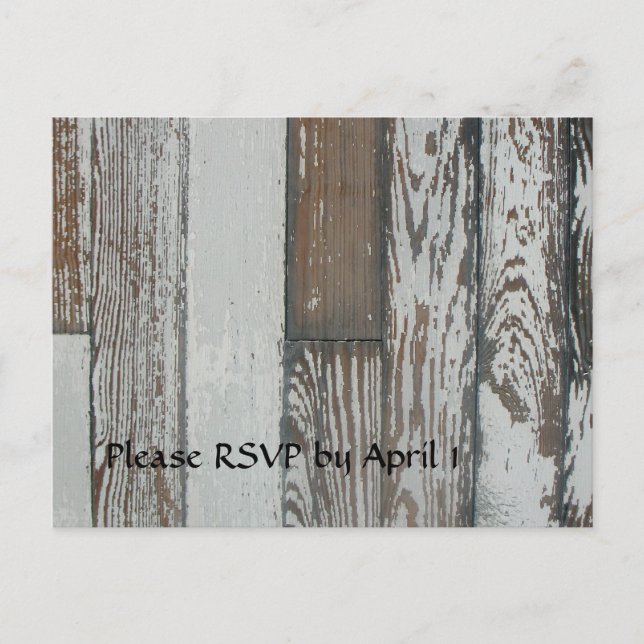 Postal De Invitación RSVP de madera antigua (Anverso)
