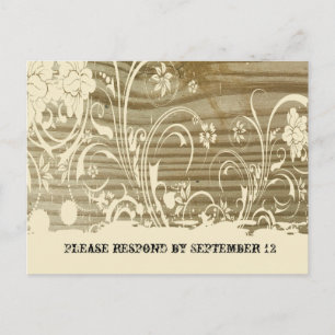 Postal De Invitación RSVP de Madera Banda, crema
