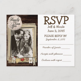 Postal De Invitación RSVP de matrimonio rural con fotografía de pareja 