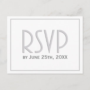 Postal De Invitación RSVP de matrimonio simple clásico gris plateado