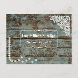 Postal De Invitación RSVP de Perlas Rústicas y Boda de Cara