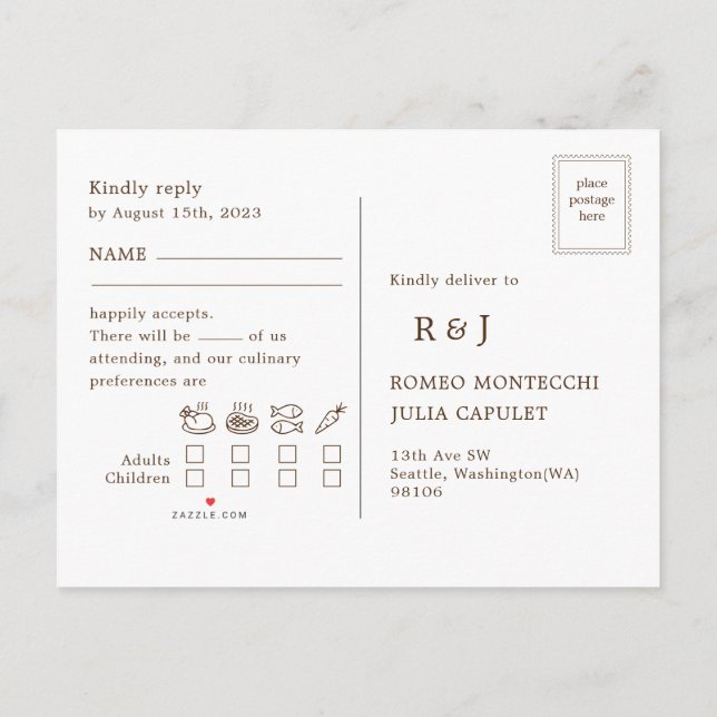 Postal de invitación RSVP de solicitud de canción  (Reverso)