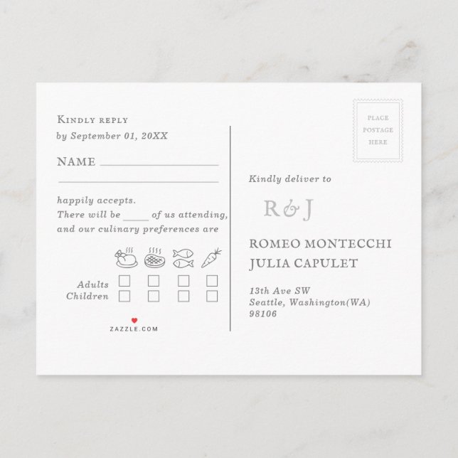 Postal De Invitación RSVP de solicitud de canción de boda (Reverso)