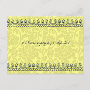 Postal De Invitación Rsvp del damasco del oro