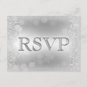 Postal De Invitación RSVP Elegant Silver Faux Purpurina