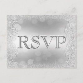 Postal De Invitación RSVP Elegant Silver Faux Purpurina