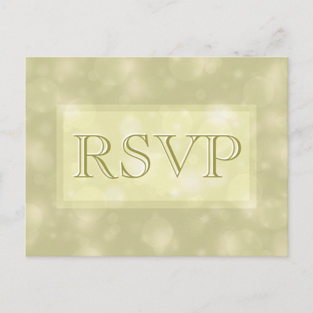 Postal De Invitación RSVP - Elegantes Luces de Bokeh de Oro (Anverso)