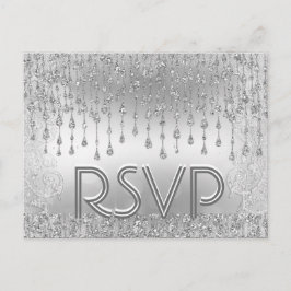 Postal De Invitación RSVP | Estrellas de caída de plata