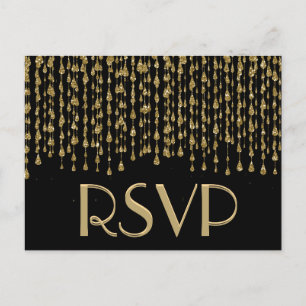 Postal De Invitación RSVP Estrellas de caída del oro