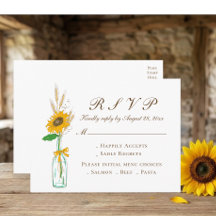RSVP Floral Amarillo Girasol Boda Campestre