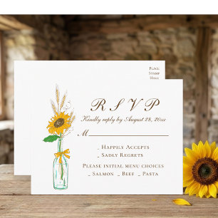 Postal De Invitación RSVP Floral Amarillo Girasol Boda Campestre