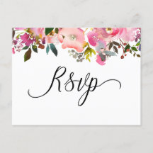 RSVP floral de primavera de acuarela