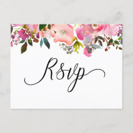 Postal De Invitación RSVP Floral de Primavera en Acuarela
