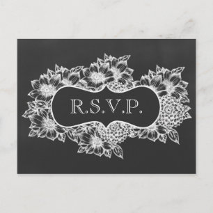 Postal De Invitación rsvp floral del boda de la pizarra
