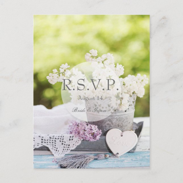 Postal De Invitación RSVP floral floral de primavera romántica (Anverso)