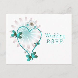 Postal De Invitación RSVP Insertar Corazón de mariposa de menta de ment