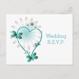 Postal De Invitación RSVP Insertar Corazón de mariposa de menta de ment