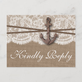 Postal De Invitación RSVP, la colección de Bodas de Ancla Náutica rusa