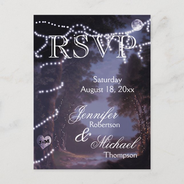 Postal De Invitación RSVP - Luces de árbol (Anverso)