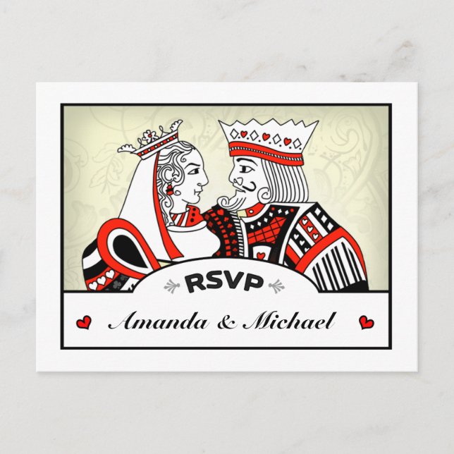Postal De Invitación RSVP Lucky In Love King Queen Boda PostCard (Anverso)