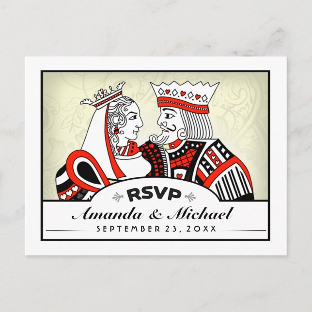 Postal De Invitación RSVP Lucky In Love King Queen Boda PostCard (Anverso)