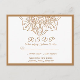 Postal De Invitación RSVP Mandala Brown Boho Boda indio moderno