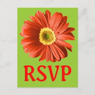 Postal De Invitación RSVP O Personalizado De Flor De Daisy Rojo