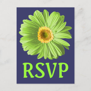 Postal De Invitación RSVP O Personalizado De Flor De Daisy Verde