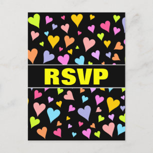 Postal De Invitación "RSVP" + Patrón de corazón divertido, amoroso y co