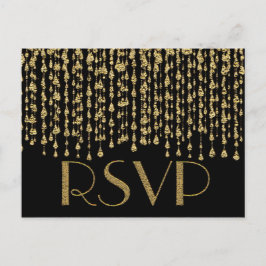 Postal De Invitación RSVP | Relieve metalizado dorado falso