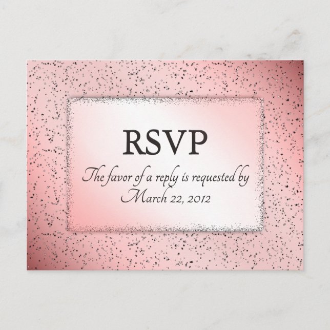 Postal De Invitación RSVP Rosa con Entree Choice Purpurina (Anverso)