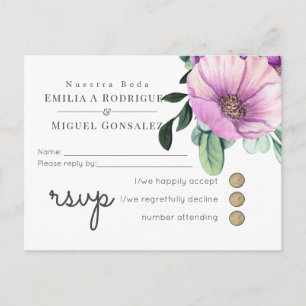Postal De Invitación RSVP Rusal Purple Nuestra Boda Boda española