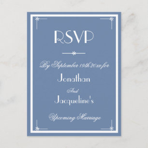 Postal De Invitación RSVP Rústica Dusty Blue Boda Elección de comida RS