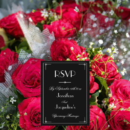 Postal De Invitación RSVP Sencillo elegante negro clásico matrimonio RS