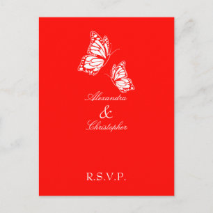 Postal De Invitación RSVP simple de mariposa roja
