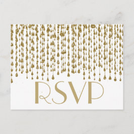 Postal De Invitación RSVP | Streams de Confetti dorado